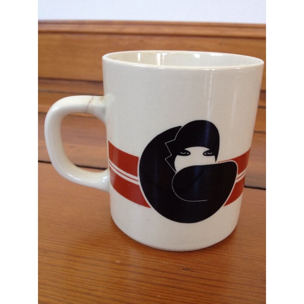 Vintage 70s Marco Polo Fine China White Ceramic Letter G Art Deco Coffee Mug